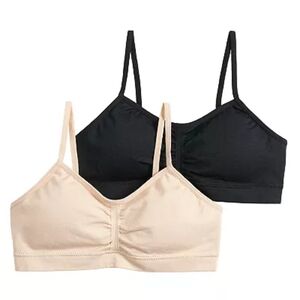 Maidenform® 2-pk. Girls Cropped Bras, Sport Bras, 30/S/6/6x, Black/Nude, NWT